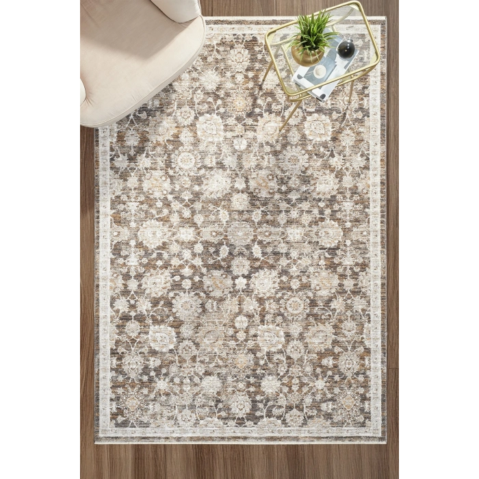 Eskitme Vintage Çiçekli Halı Bambu Polyester Oturma Odası Salon Mutfak Halısı 8