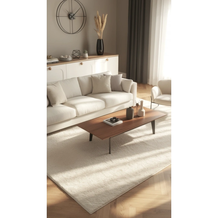 Dokuma Halı Krem Beyaz Yumuşak Halı Yolluk Çocuk Yatak Odası Oturma Odası Salon Mutfak Halısı BEYAZ