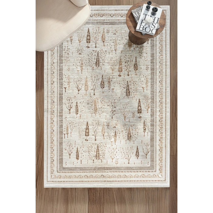 Eskitme Vintage Çiçekli Halı Bambu Polyester Oturma Odası Salon Mutfak Halısı 10