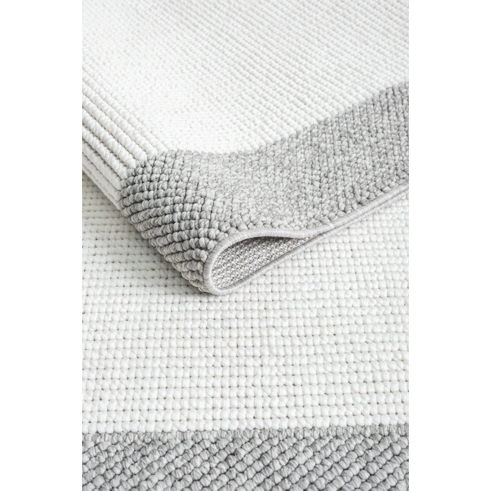 Beyaz Gri Yumuşak Dokuma Halı Bordürlü Salon Mutfak Koridor Yolluk Dokuma Makine Halısı OO20