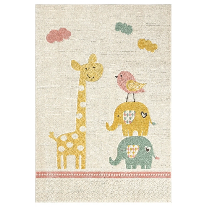 Yumuşak Dokuma Halı Zürafa Fil Figürlü Leke Tutmaz Bebek Odası Çocuk Odası Genç Odası Halısı FİL