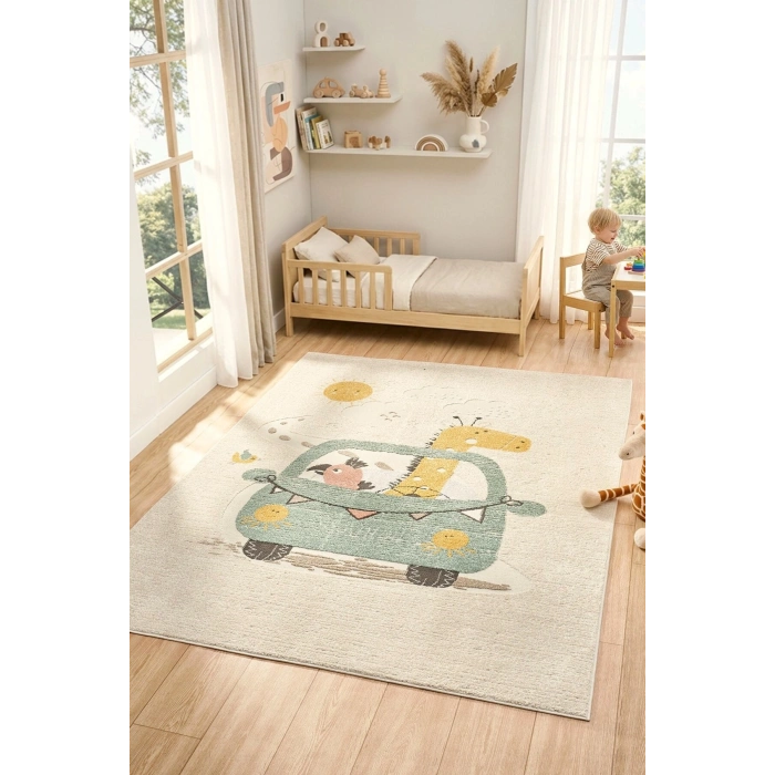 Yumuşak Dokuma Halı Sevimli Dostlar Leke Tutmaz Bebek Odası Çocuk Odası Genç Odası Halısı KARNAVAL