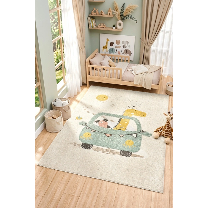 Yumuşak Dokuma Halı Sevimli Dostlar Leke Tutmaz Bebek Odası Çocuk Odası Genç Odası Halısı KARNAVAL