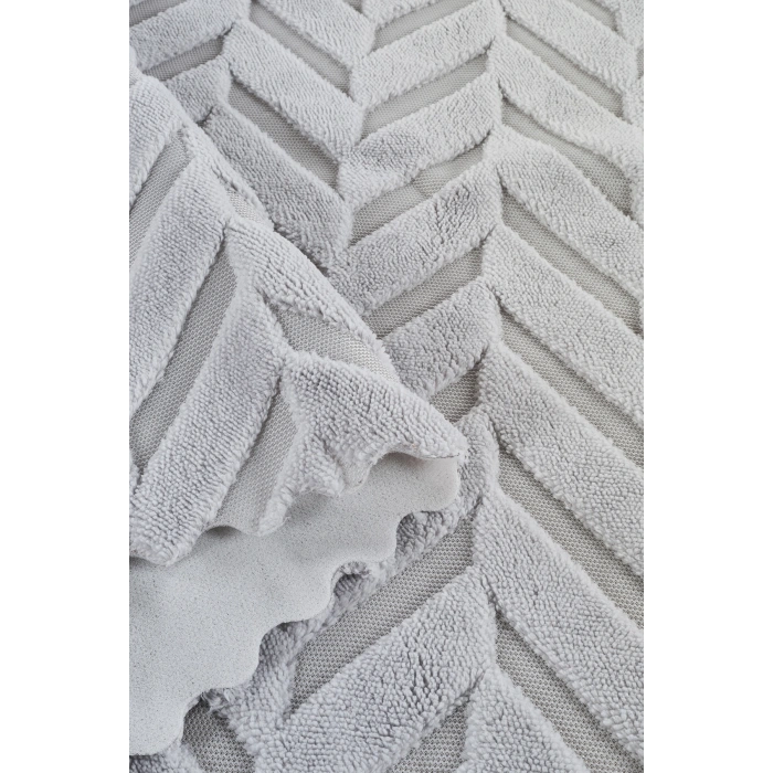 Bambu Gri Yumuşak Koltuk Örtüsü Kayma Yapmaz Yıkanabilir Süngerli ( 170x210) ZİGZAG GRİ