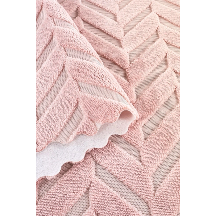 Bambu Pembe Yumuşak Koltuk Örtüsü Kayma Yapmaz Yıkanabilir Süngerli ( 170x210) ZİGZAG PEMBE