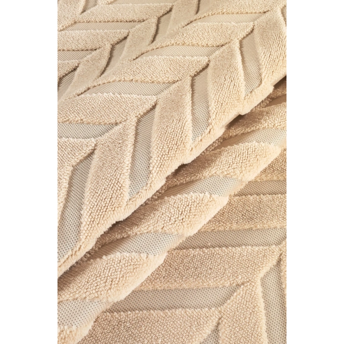 Bambu Bej Yumuşak Koltuk Örtüsü Kayma Yapmaz Yıkanabilir Süngerli ( 170x210) ZİGZAG BEJ