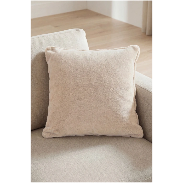 2li Bubble Tavşan Tüyü Bej Yastık Kırlent Kılıfı Çift Taraflı (43x43) BEJ