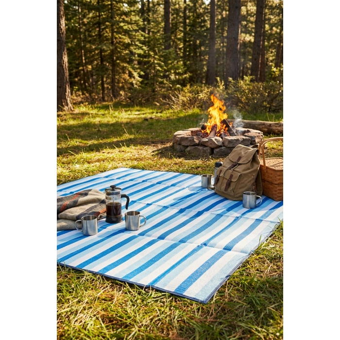 Havuz Plaj Piknik Bahçe Karavan Halısı Hasır Kilim Katlanabilir Halı Balkon Teras Bahçe Kamp Halısı MAVİ