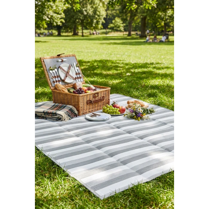 Havuz Plaj Piknik Bahçe Karavan Halısı Hasır Kilim Katlanabilir Halı Balkon Teras Bahçe Kamp Halısı GRİ