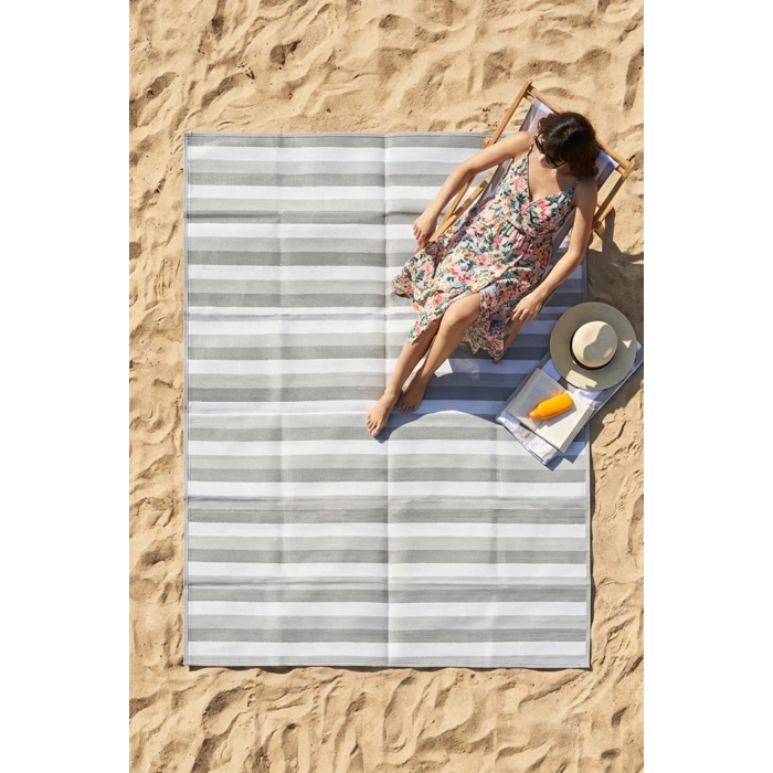 Havuz Plaj Piknik Bahçe Karavan Halısı Hasır Kilim Katlanabilir Halı Balkon Teras Bahçe Kamp Halısı GRİ