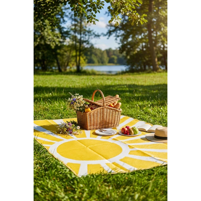 Havuz Plaj Karavan Halı Hasır Kilim Katlanabilir Halı Balkon Teras Bahçe Kamp Halısı GÜNEŞ