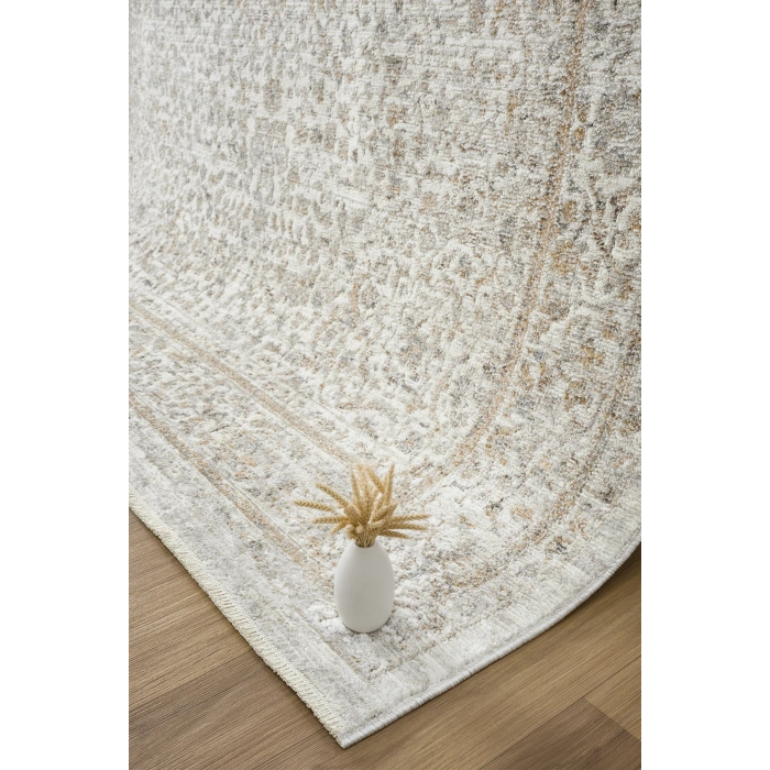 Eskitme Vintage Bordürlü Halı Bambu Polyester Oturma Odası Salon Mutfak Halısı 11