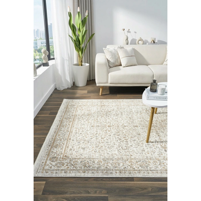 Eskitme Vintage Bordürlü Halı Bambu Polyester Oturma Odası Salon Mutfak Halısı 11
