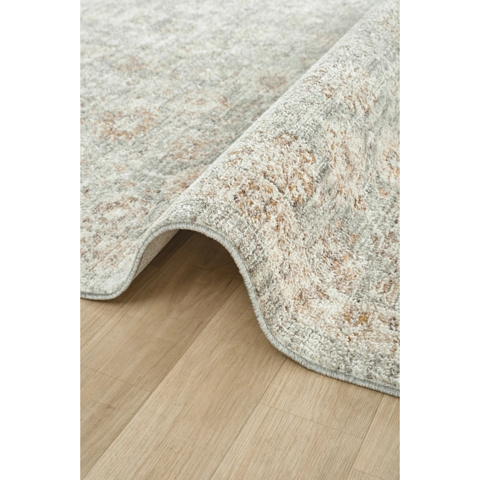 Eskitme Vintage Çiçekli Halı Krem Mavi Bambu Polyester Oturma Odası Salon Mutfak Halısı 14