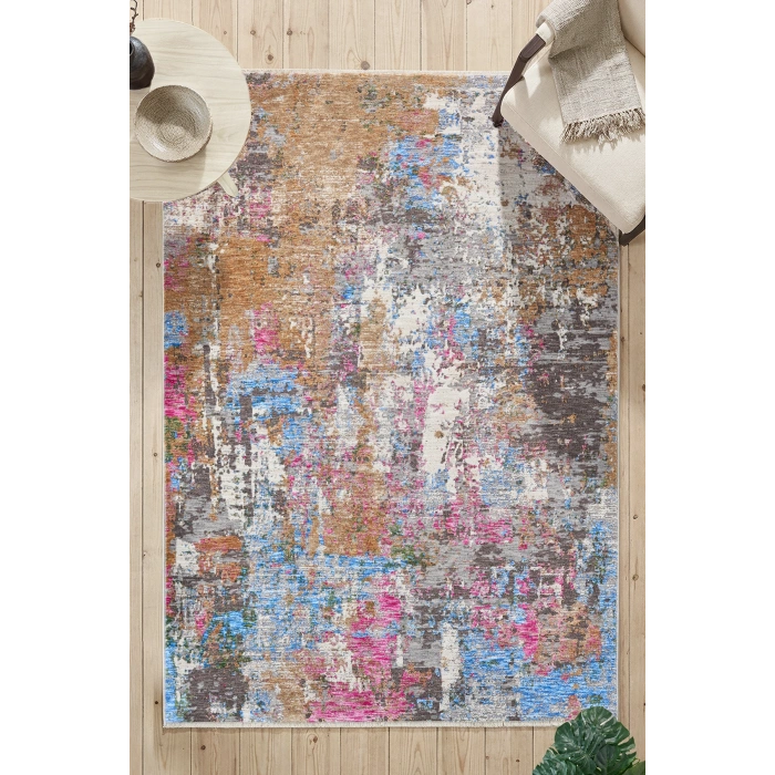 Eskitme Çok Renkli Vintage Halı Bambu Polyester Oturma Odası Salon Mutfak Halısı 2