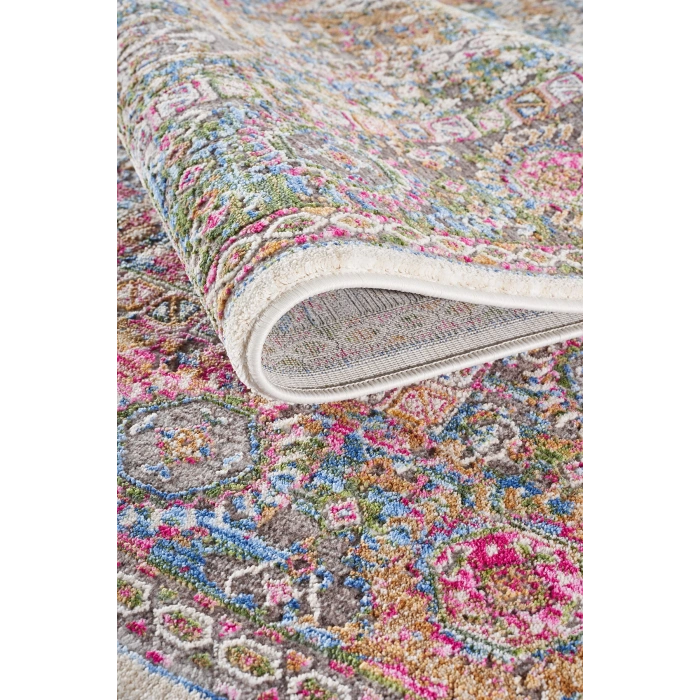 Çok Renkli Bordürlü Vintage Halı Bambu Polyester Oturma Odası Salon Mutfak Halısı 3