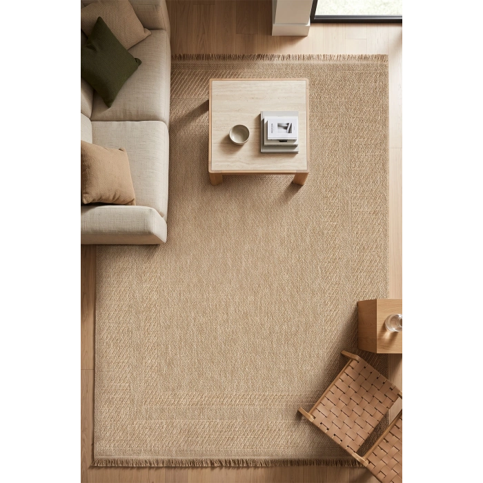 Naturel Jüt Halı Modern Örme Hasır Toz Vermez Kaymaz Taban Balkon Bahçe Mutfak Halısı 3