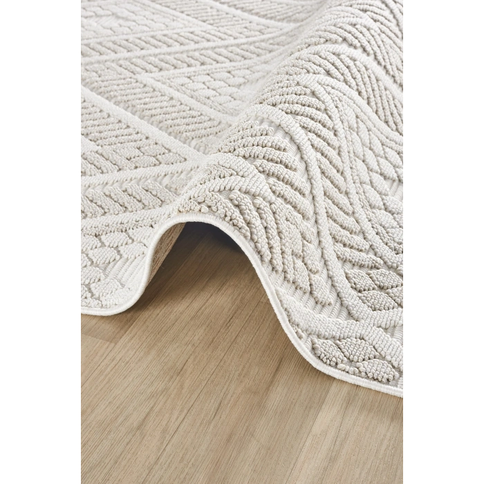 Krem Renk Modern Dokuma Halı Bukleli Yumuşak Halı Oturma Odası Salon Mutfak Antre Yolluk Halısı ICE