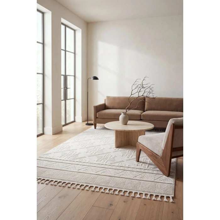 Krem Renk Modern Dokuma Halı Bukleli Yumuşak Halı Oturma Odası Salon Mutfak Antre Yolluk Halısı RXBUL