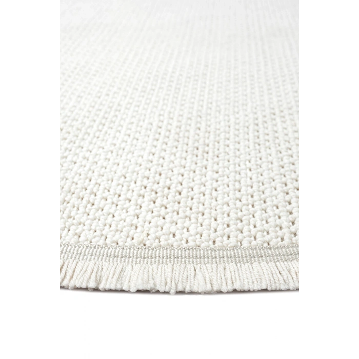 Beyaz Yumuşak Dokulu Yuvarlak Halı Kilim Mutfak Koridor Yolluk Dokuma Makine Halısıı 007 DAİRE