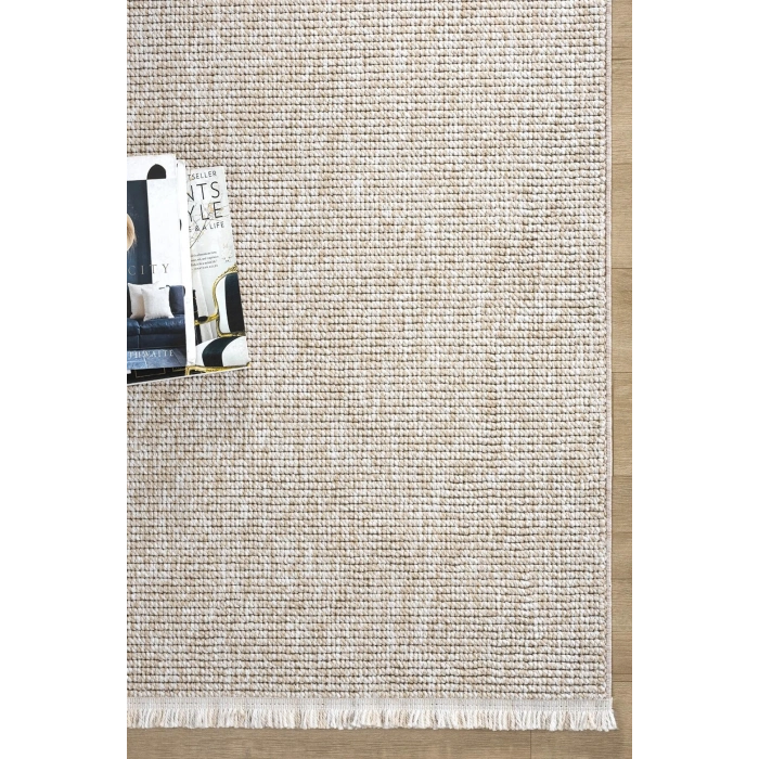 Bej Bukleli Dokuma Halı Salon Oturma Odası Yatak Çocuk Odası Koridor Halısı Yolluk Bej