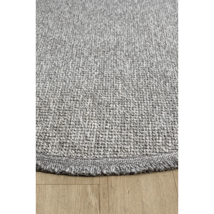 Gri Daire Yuvarlak Modern Dokuma Halı Bukleli GRİ DAİRE