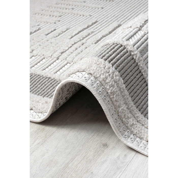 Dokuma Halı Krem Gri Yolluk Antre Oturma Odası Salon Mutfak Halısı