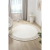 Beyaz Bej Yumuşak Yuvarlak Daire Halı Salon Mutfak Koridor Yolluk Dokuma Makine Halısı 0021 DAİRE