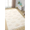 Bulut Desenli Krem Renk Dokuma Halı Bebek Odası Çocuk Odası Halısı 1