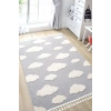 Bulut Desenli Gri Renk Dokuma Halı Bebek Odası Çocuk Odası Halısı 2