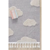 Bulut Desenli Gri Renk Dokuma Halı Bebek Odası Çocuk Odası Halısı 2