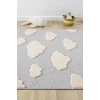 Bulut Desenli Gri Renk Dokuma Halı Bebek Odası Çocuk Odası Halısı 2