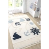 Yumuşak Renkli Bukleli Denizcilik Figürlü Dokuma Halı Bebek Odası Çocuk Odası Genç Odası Halısı 3