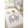 Yumuşak Renkli Bukleli Fil Balon Figürlü Dokuma Halı Bebek Odası Çocuk Odası Genç Odası Halısı 6