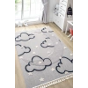 Gri Renk Yumuşak Bukleli Bulut Ay Dokuma Halı Bebek Odası Çocuk Odası Genç Odası Halısı 9