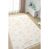 Krem Renk Yıldızlı Yumuşak Bukleli Dokuma Halı Bebek Odası Çocuk Odası Genç Odası Halısı 12