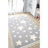 Gri Renk Yıldızlı Yumuşak Bukleli Dokuma Halı Bebek Odası Çocuk Odası Genç Odası Halısı 13