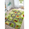 Trafik Arabalı Dokuma Halı Yıkanabilir Çocuk Halısı Anaokul Kreş Oyun Halısı YEŞİL