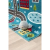 Trafik Arabalı Dokuma Halı Yıkanabilir Çocuk Halısı Anaokul Kreş Oyun Halısı MAVİ