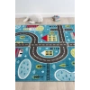 Trafik Arabalı Dokuma Halı Yıkanabilir Çocuk Halısı Anaokul Kreş Oyun Halısı MAVİ