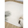 Beyaz Oval Dokuma Halı Salon Oturma Odası Yatak Odası Koridor Yolluk Halısı BEYAZ OVAL