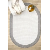 Oval Gri Halı Bordür Modern Oturma Odası Salon Mutfak Koridor Antre Balkon Çocuk Odası Halısı 0020
