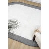 Oval Gri Halı Bordür Modern Oturma Odası Salon Mutfak Koridor Antre Balkon Çocuk Odası Halısı 0020