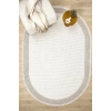 Oval Beyaz Halı Bordür Modern Oturma Odası Salon Mutfak Koridor Antre Balkon Çocuk Odası Halısı 0021