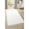 Beyaz Bej Yumuşak Yapılı Bordürlü Dokuma Halı Salon Mutfak Koridor Yolluk Dokuma Makine Halısı OO21