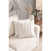 2li Bubble Tavşan Tüyü Beyaz Yastık Kırlent Kılıfı Çift Taraflı (43x43) BEYAZ
