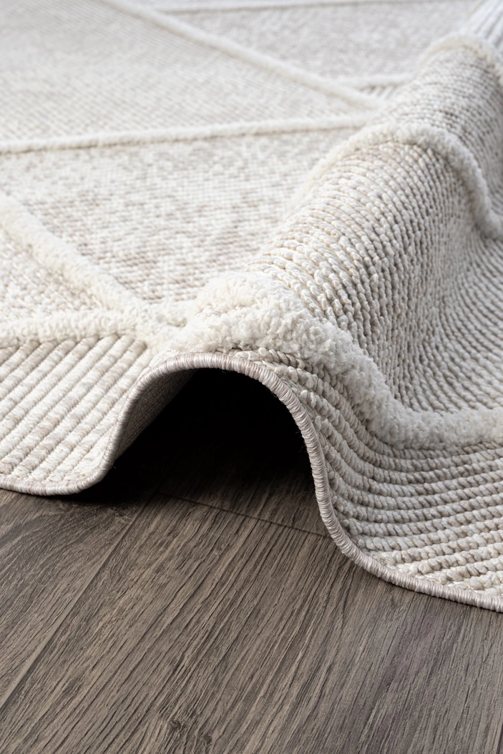 Krem Dokuma Halı Bukleli Yolluk Antre Oturma Odası Salon Mutfak Halısı