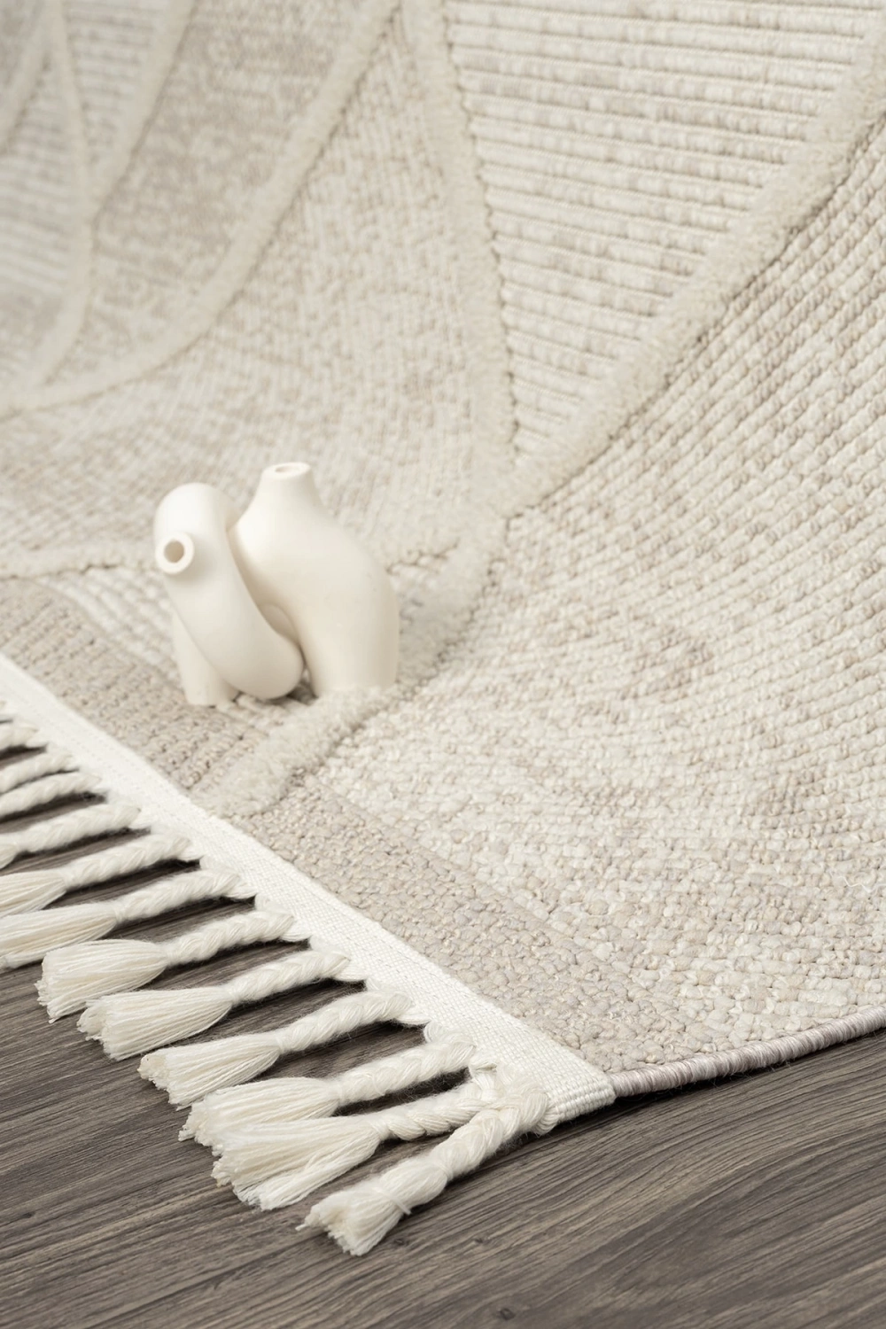 Krem Dokuma Halı Bukleli Yolluk Antre Oturma Odası Salon Mutfak Halısı