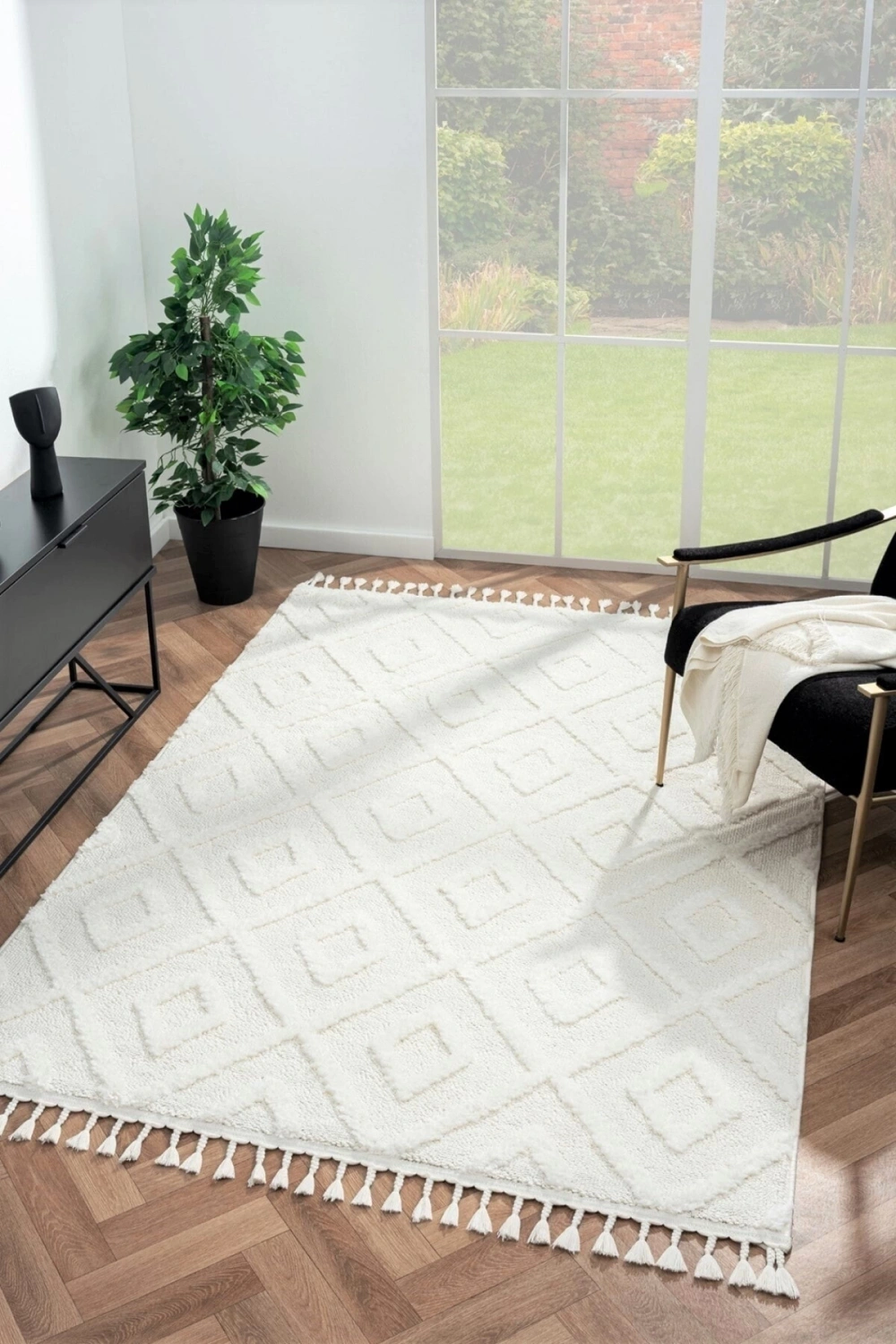 Krem Bukleli Yumuşak Dokuma Halı Yolluk Çocuk Odası Oturma Odası Salon Mutfak Halısı