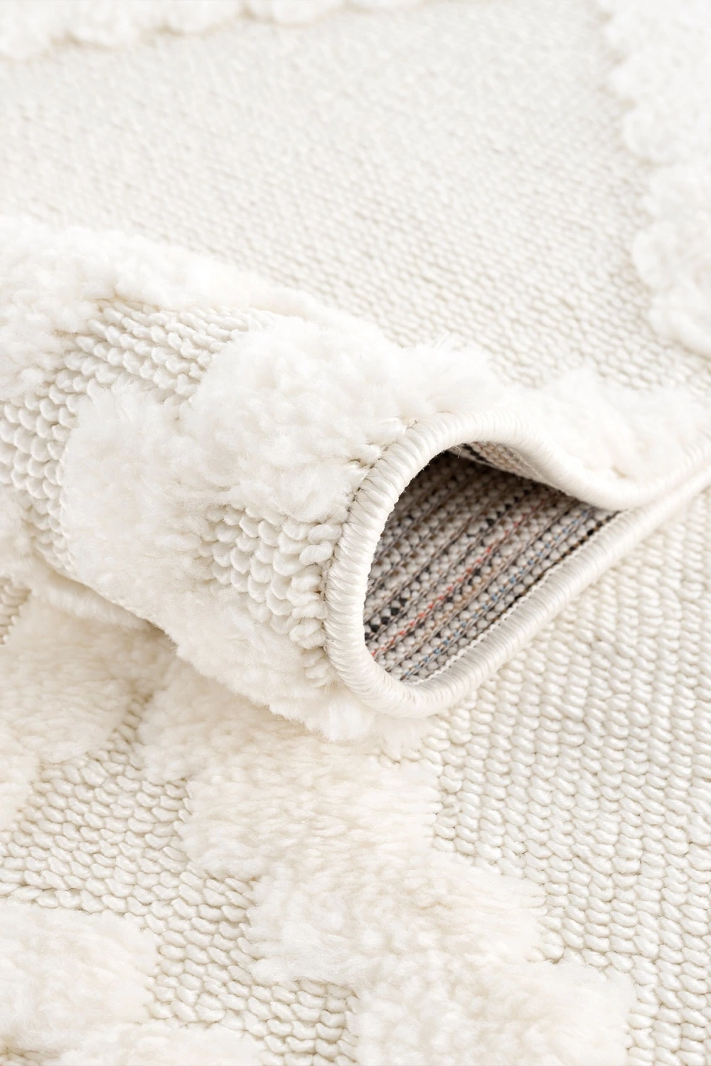 Beyaz Bukleli Yumuşak Peluş Shaggy Dokuma Çocuk Odası Oturma Odası Salon Mutfak Halısı